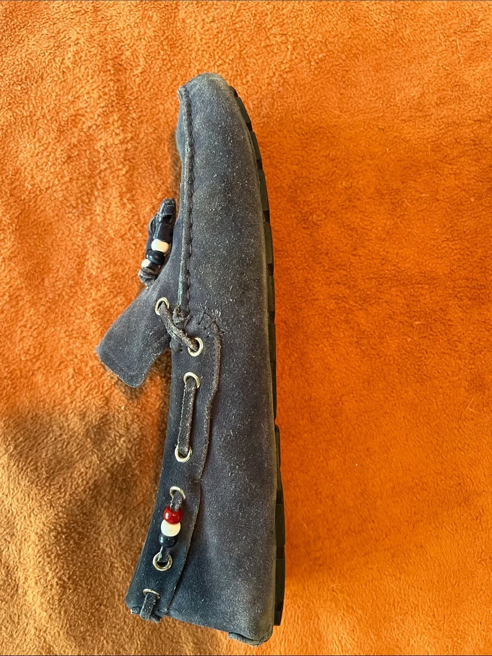 Gucci Navy Suede Tassel Loafers with Bead Accents 212190